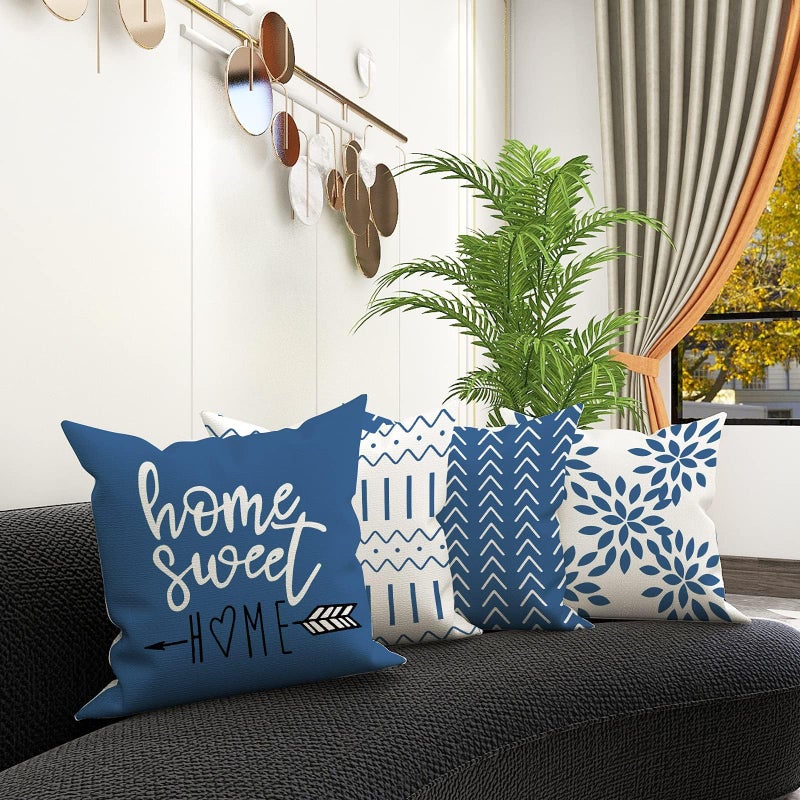 YCOLL Pillow Covers 20x20 Set of 4, Modern Sofa Throw Pillow Cover, Decorative Outdoor Linen Fabric Pillow Case for Couch Bed Carï¼ŒLight Blue - Image 5